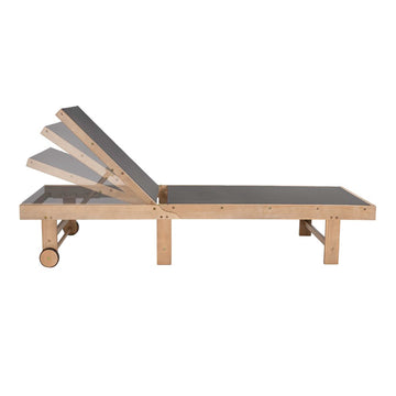 Trabuco Coastal Modern Acacia Wood Mesh 3-Position Outdoor foldable Chaise Lounge Set with Side Table